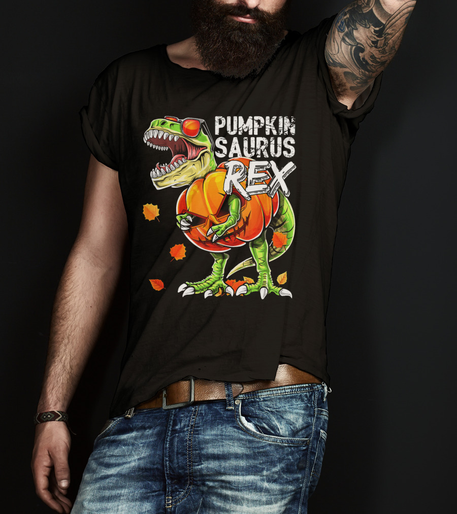 Pumpkinsaurus Rex Halloween Dinosaur Pumpkin Jack O Lantern T-Shirt