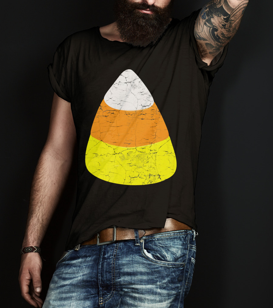 Halloween Candy Corn Vintage Crackle Texture T-Shirt