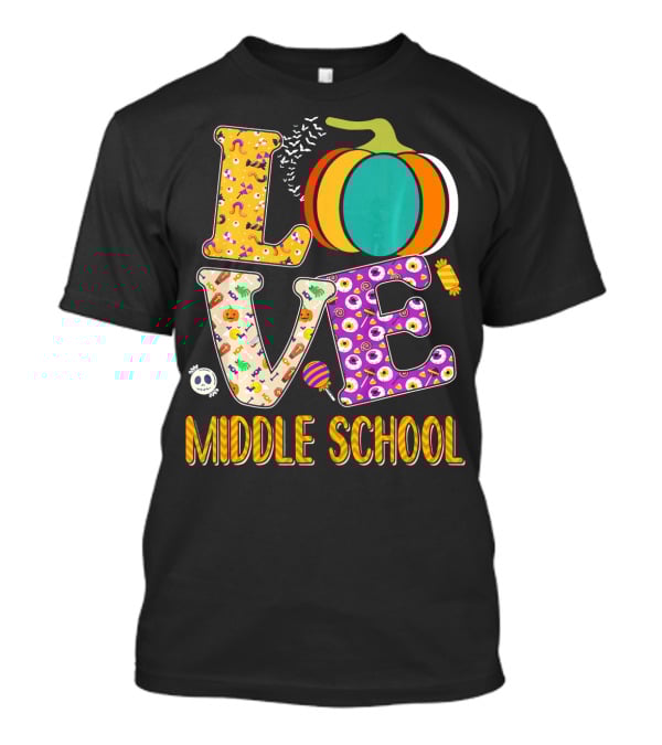 Love Middle School Halloween Pumpkin Fun T-Shirt