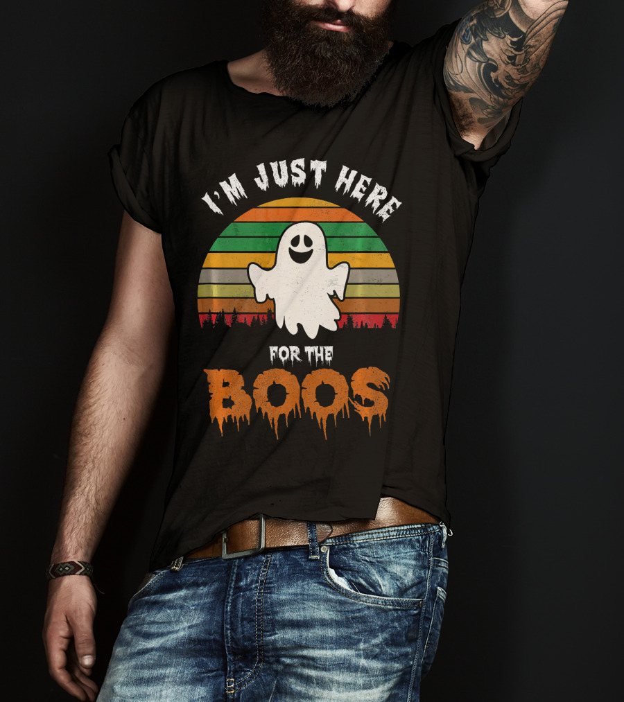 I'm Just Here For The Boos Ghost Retro Halloween T-Shirt