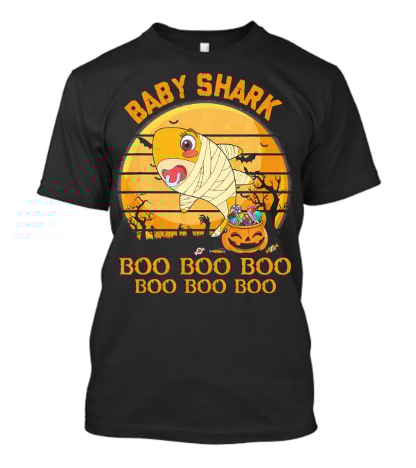 Baby Shark Boo Boo Boo Halloween Pumpkin Mummy T-Shirt