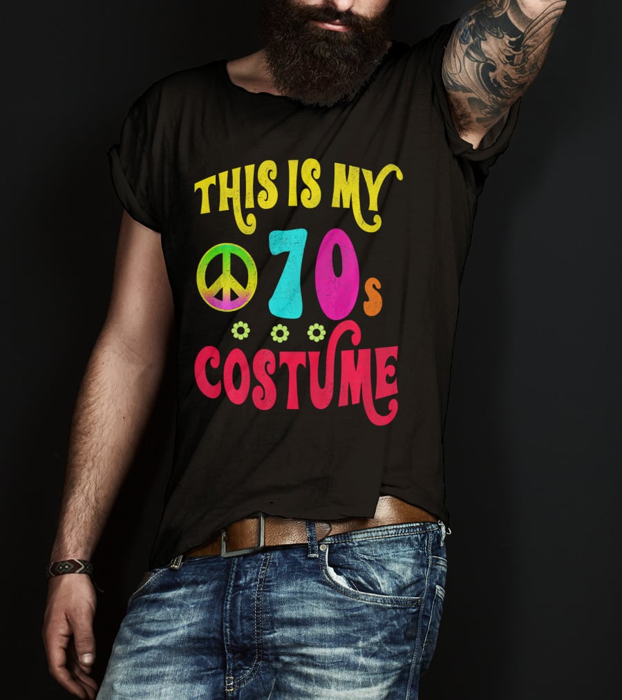 This Is My 70S Costume Groovy Peace Flowers T-Shirt
