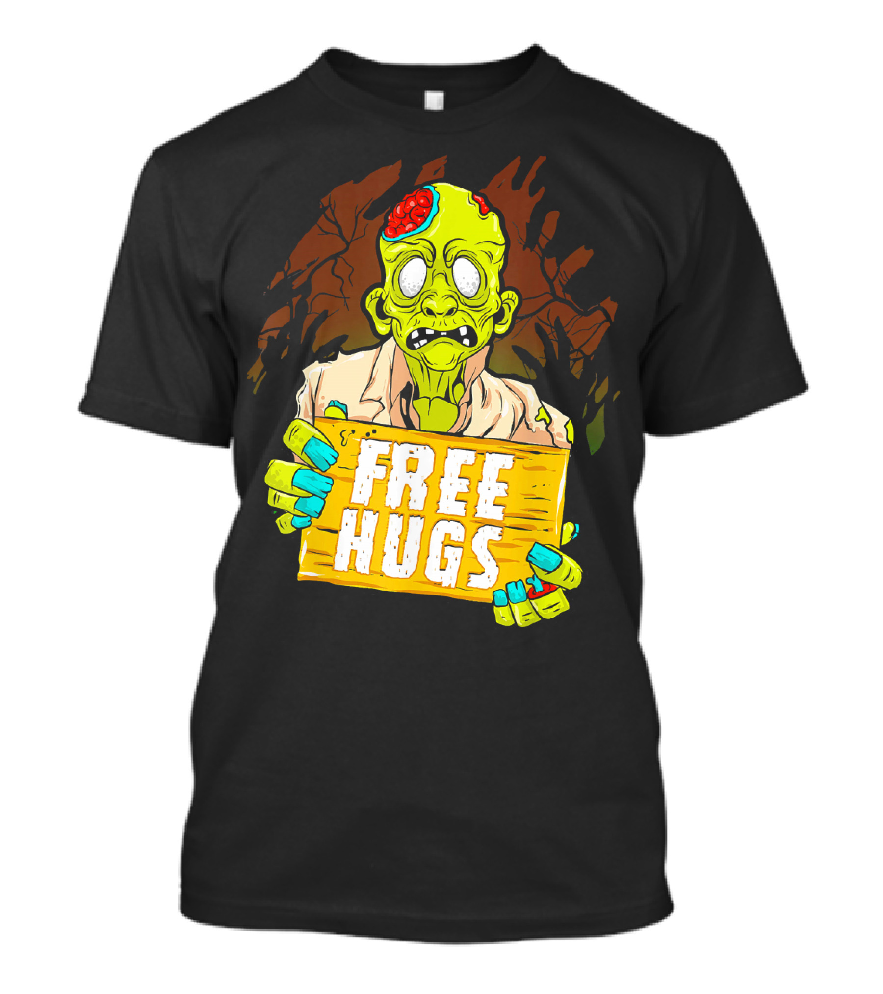 Free Hugs Creepy Zombie Funny Mens Halloween Horror T-Shirt