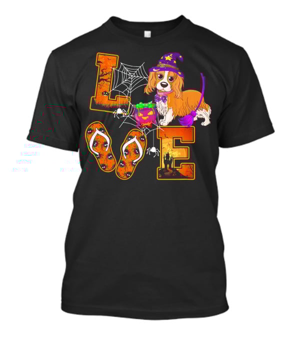 LOVE Halloween Cavalier King Charles Spaniel Dog T-Shirt