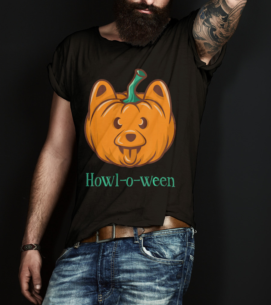 Howl-o-ween Dog Halloween Jackolantern T-Shirt