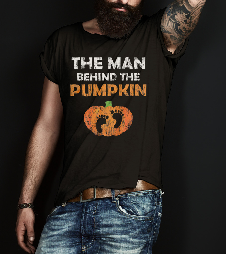 The Man Behind The Pumpkin Halloween Pregnancy Expect T-Shirt