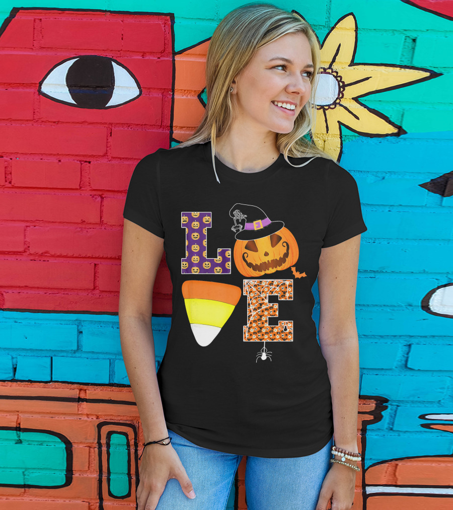 Halloween Pumpkin Candy Corn Love T-Shirt