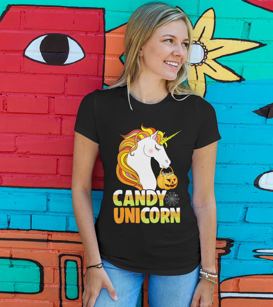 Candy Unicorn Halloween Basket T-Shirt