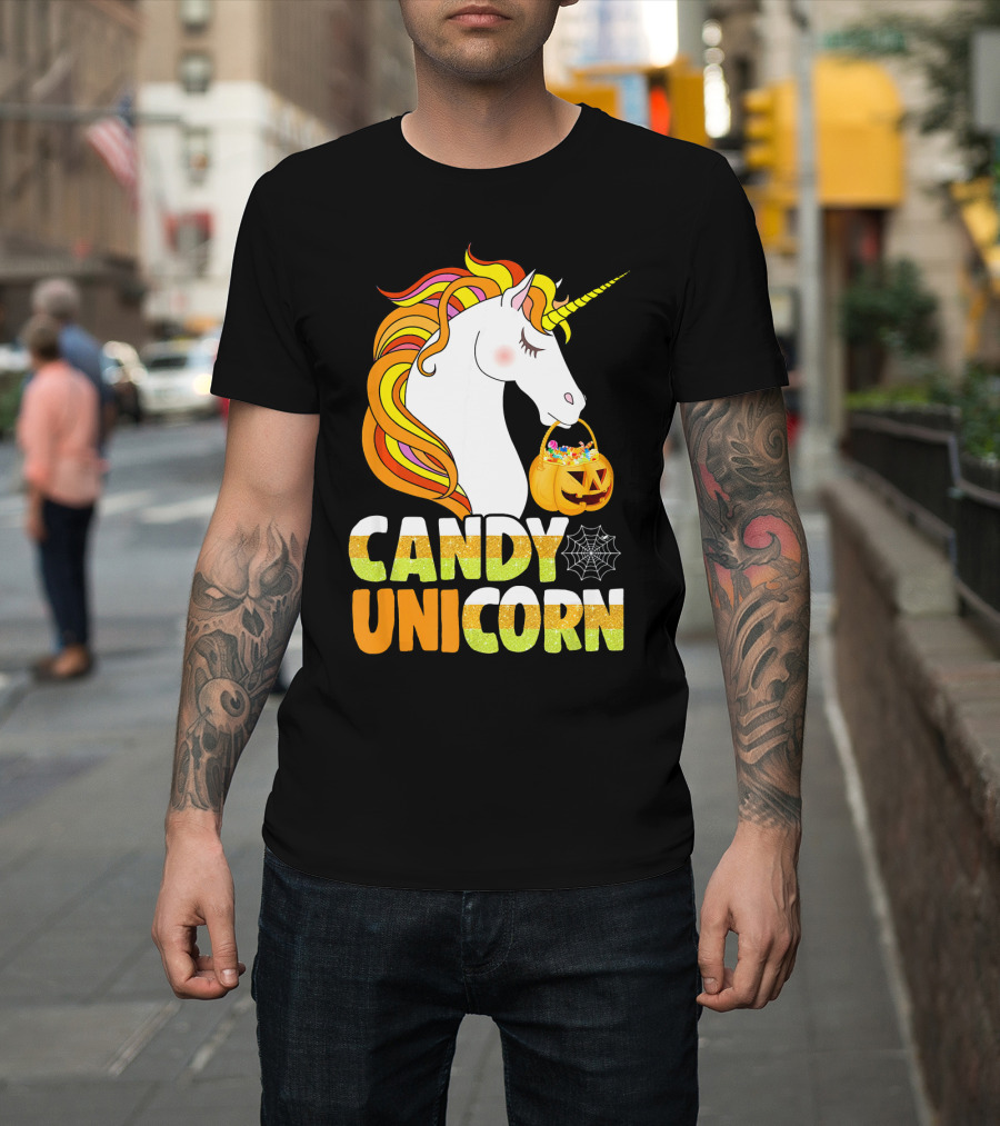 Candy Unicorn Halloween Basket T-Shirt