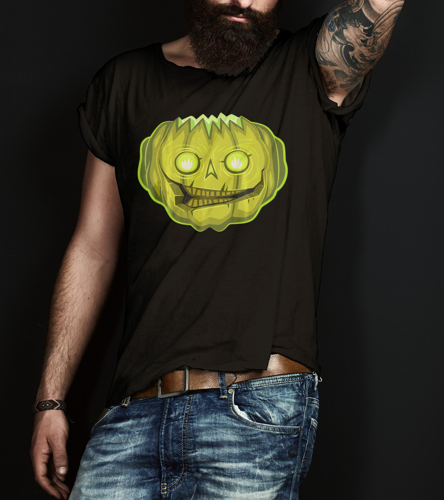 Halloween Zombie Pumpkin Glowing Skull T-Shirt