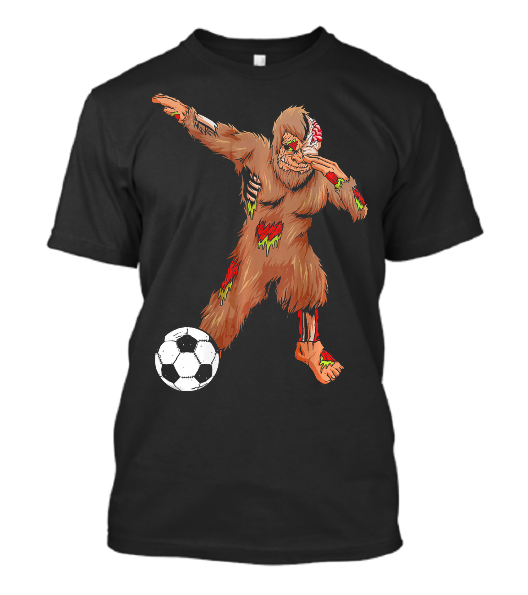 Dabbing Zombie Bigfoot Halloween Soccer Player T-Shirt