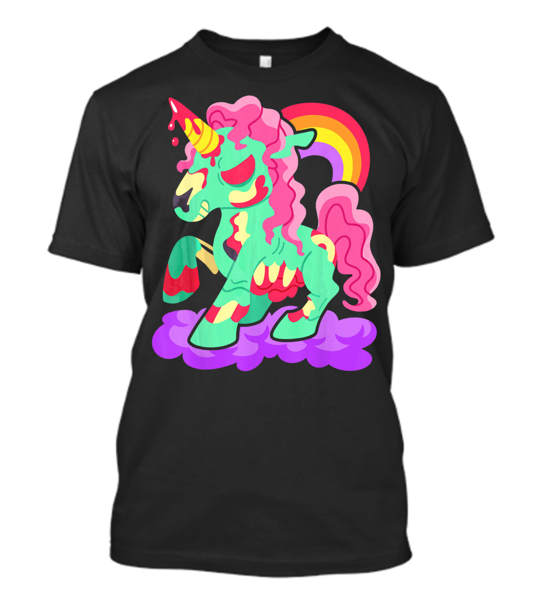 Zombie Unicorn With Rainbow Mane And Tail T-Shirt