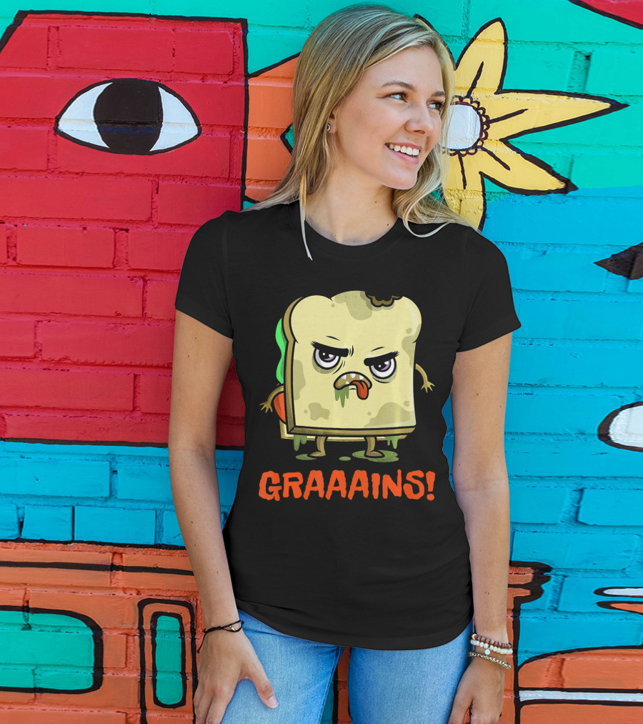 Halloween Zombie Sandwich Graaains Food Grains T-Shirt