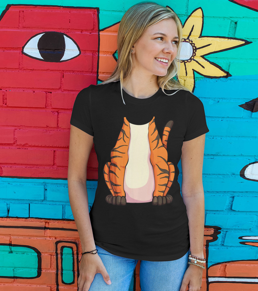 Tiger Costume For Halloween Tiger Stripes Tail T-Shirt