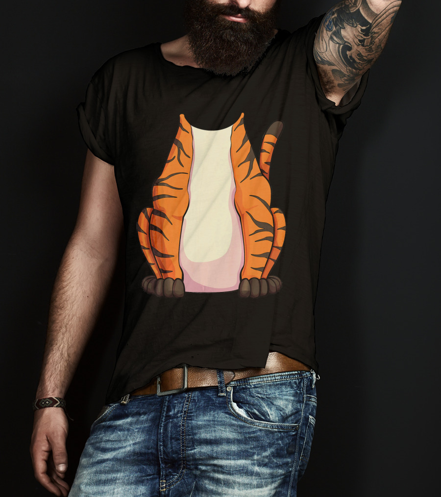 Tiger Costume For Halloween Tiger Stripes Tail T-Shirt