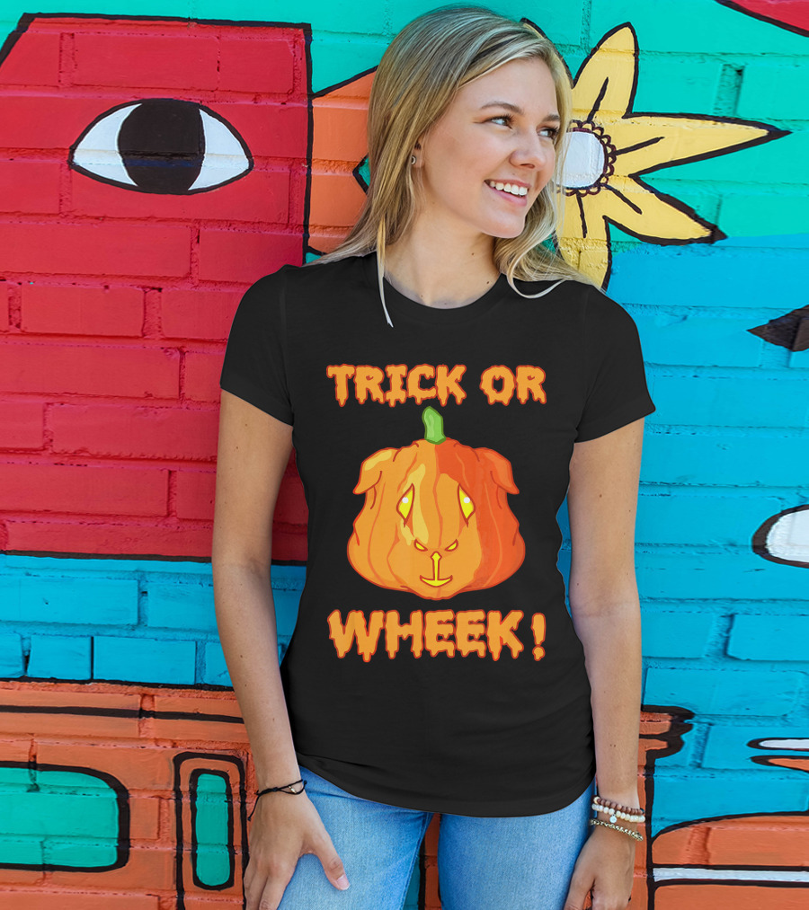 Trick Or Wheek Guinea Pig Jack O Lantern Halloween Fun T-Shirt