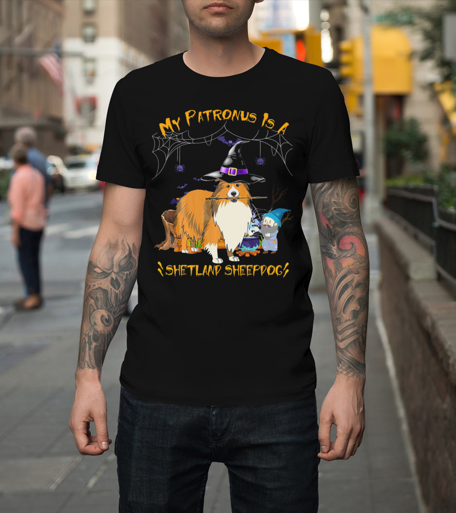 My Patronus Is a Shetland Sheepdog Halloween Witch Hat and Gnome T-Shirt