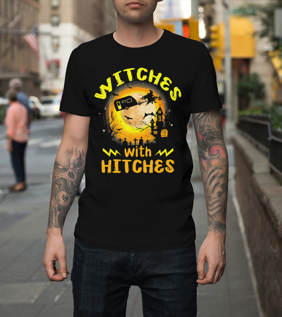 Witches with Hitches Halloween Camping Scene T-Shirt