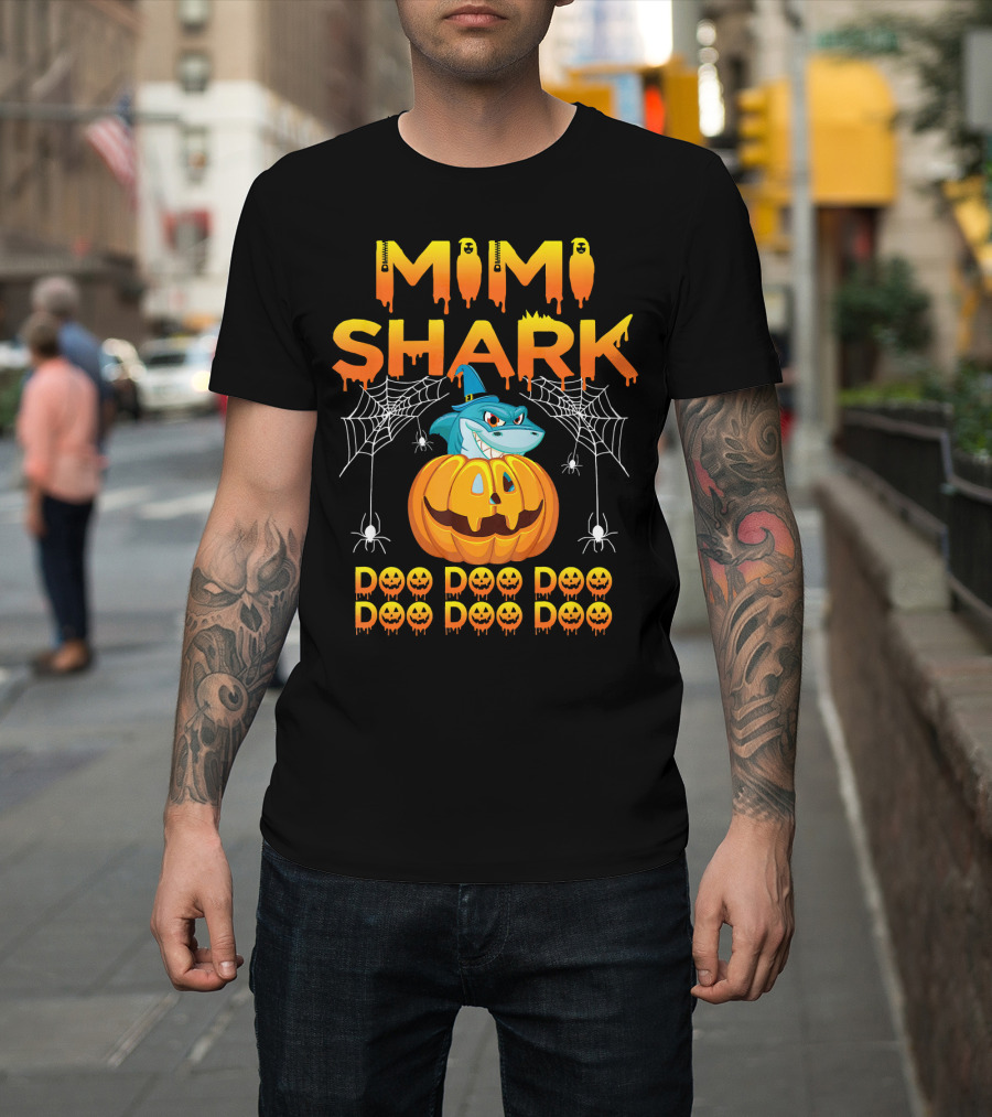 Mimi Shark Halloween Pumpkin Spider Web Doo Doo Costume Mat T-Shirt