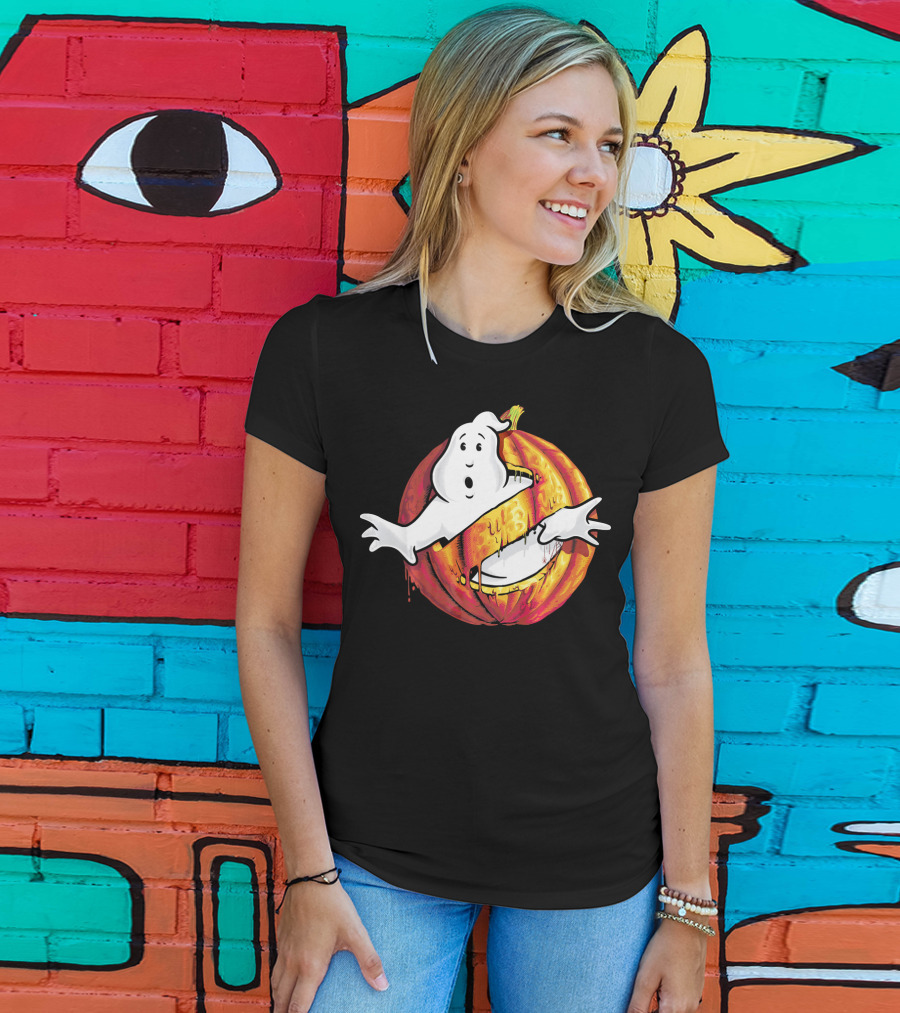 Ghostbusters Classic Logo Halloween Pumpkin Mashup T-Shirt