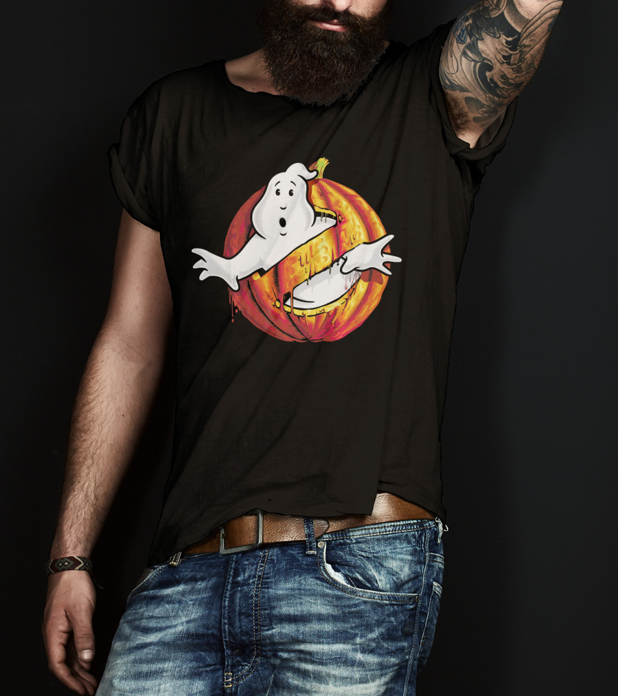 Ghostbusters Classic Logo Halloween Pumpkin Mashup T-Shirt