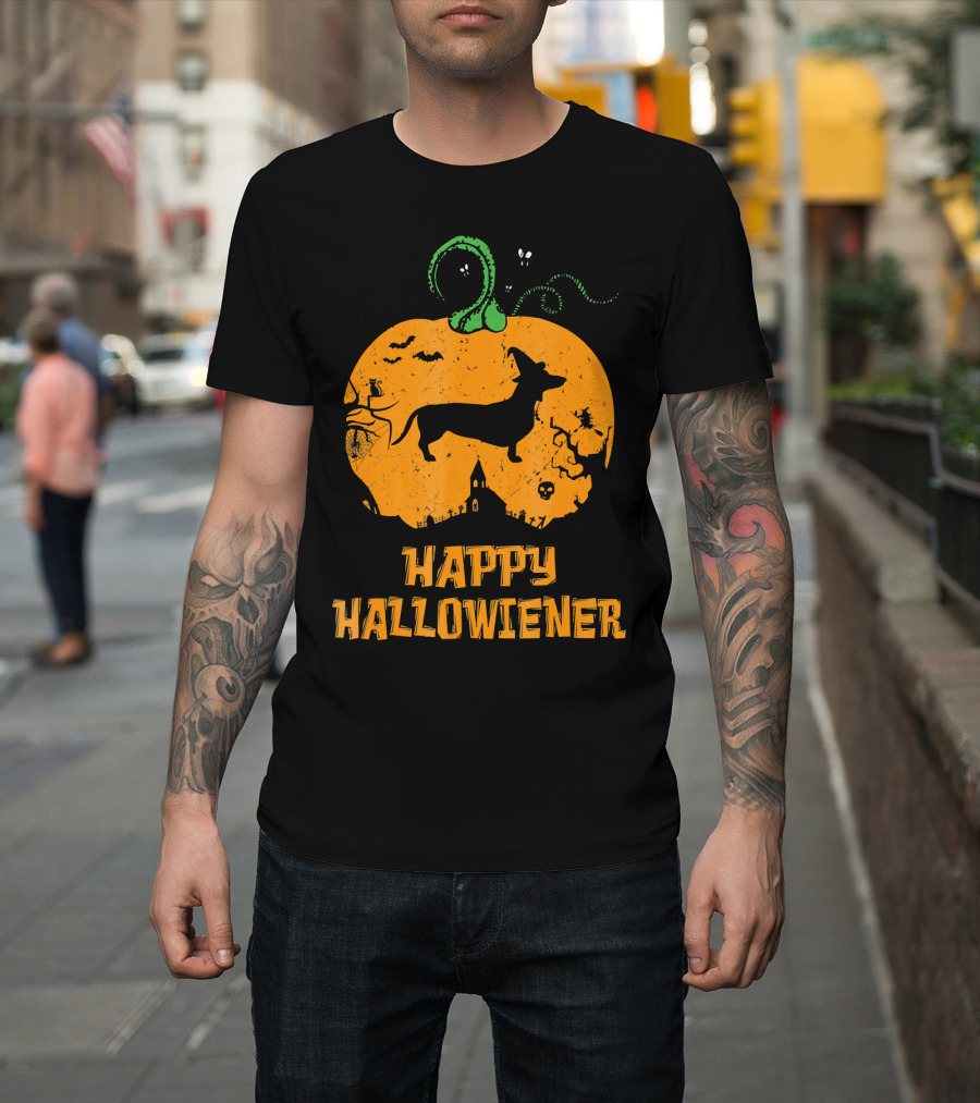 Happy Halloweiner Halloween Dachshund Pumpkin T-Shirt