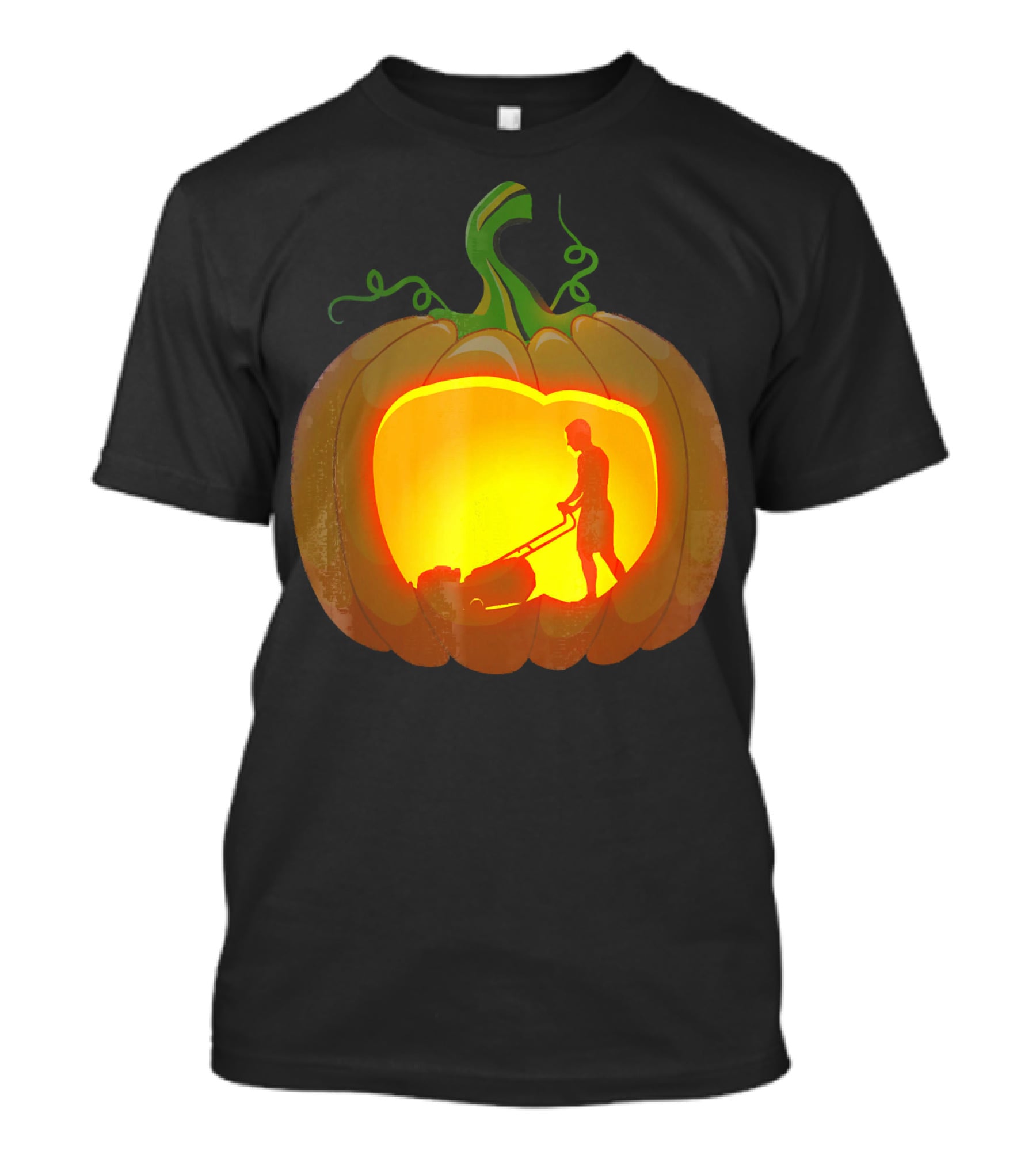 Pumpkin Jack-O'-Lantern With Lawn Mower T-Shirt