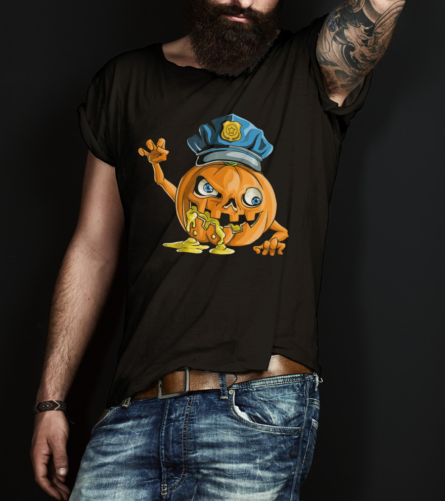 Zombie Pumpkin Police Officer Rising T-Shirt