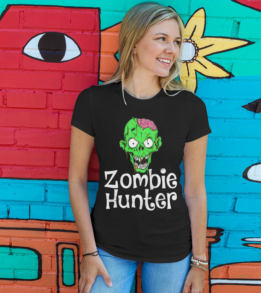 Zombie Hunter Halloween Zombie Head T-Shirt