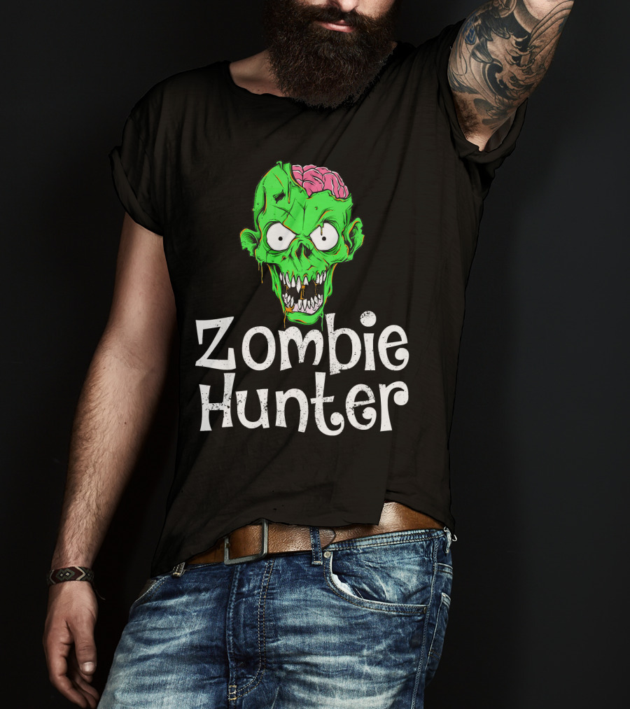 Zombie Hunter Halloween Zombie Head T-Shirt
