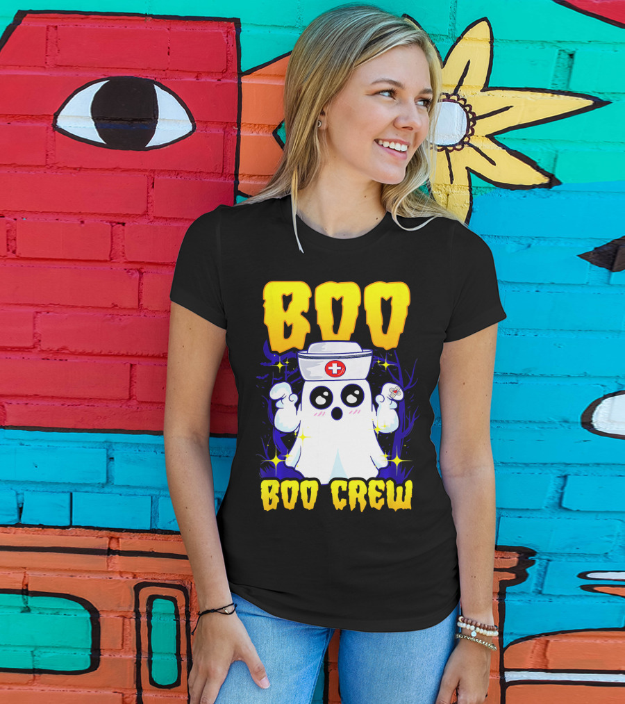 BOO Nurse Ghost Boo Crew Halloween T-Shirt
