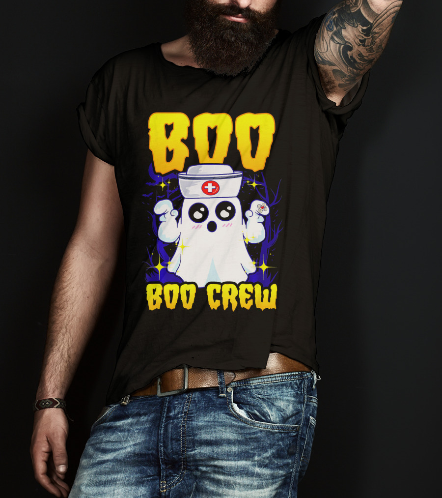 BOO Nurse Ghost Boo Crew Halloween T-Shirt
