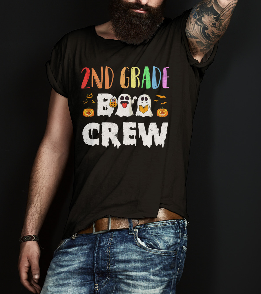 2nd Grade Boo Crew Halloween Ghosts Pumpkins T-Shirt