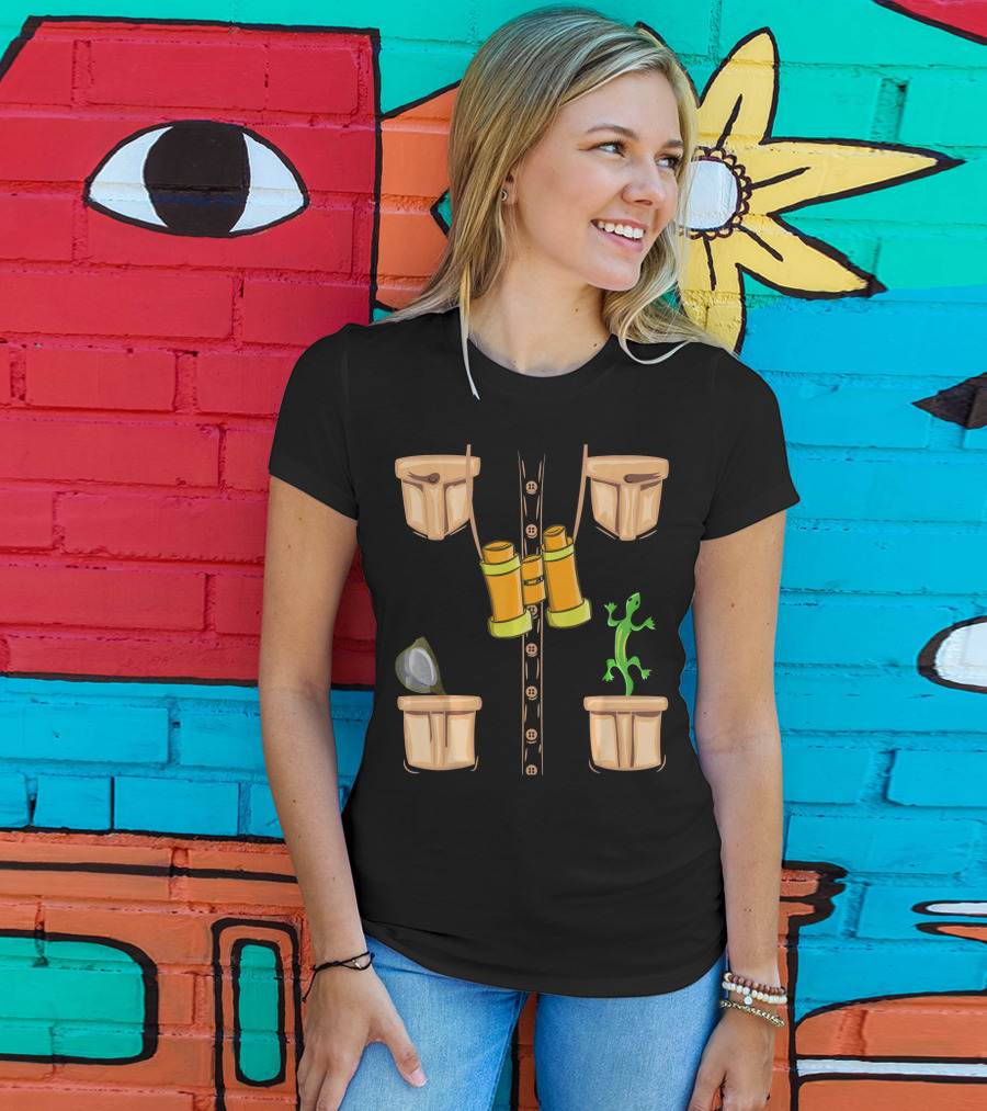 Halloween Animal Zookeeper Jungle Safari Binoculars Lizard Costume T-Shirt