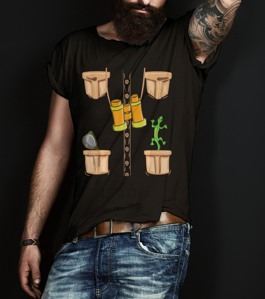 Halloween Animal Zookeeper Jungle Safari Binoculars Lizard Costume T-Shirt