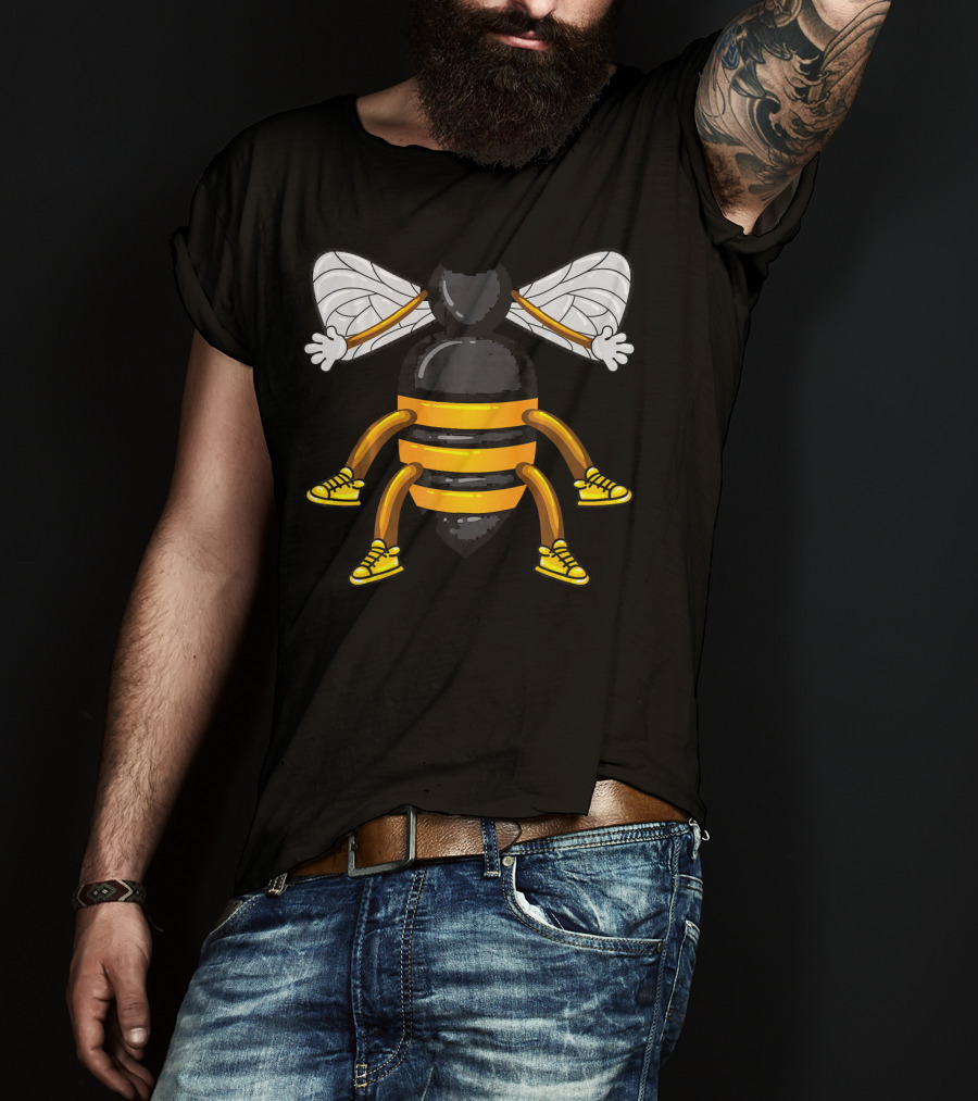 Funny Bee Costume With Sneakers And Cartoon Style Honeybee T-Shirt