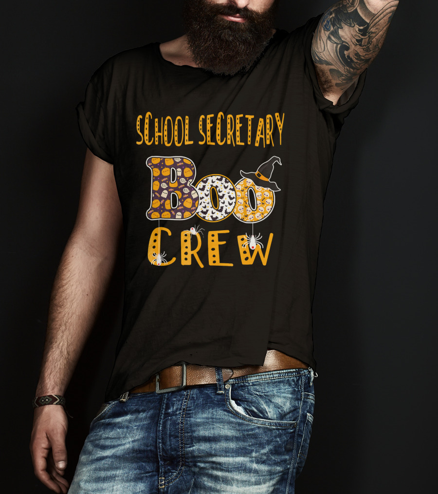 School Secretary Boo Crew Halloween Teacher T-Shirt