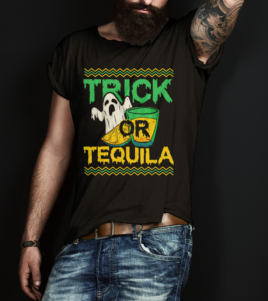 Trick Or Tequila Ghost Lemon Shot Halloween T-Shirt
