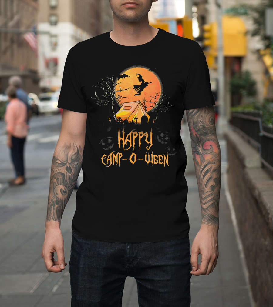 Happy Camp O Ween Halloween Witch Tent Scene T-Shirt