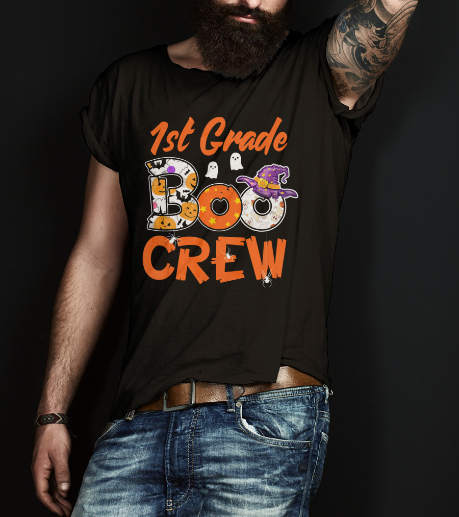 1st Grade Boo Crew Halloween Teacher Kids T-Shirt