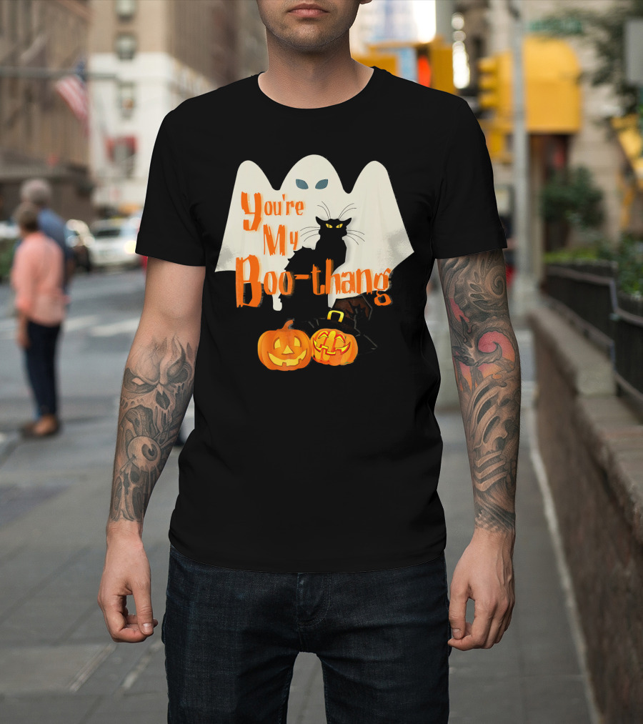 You're My Boo-Thang Halloween Ghost Black Cat Pumpkins T-Shirt