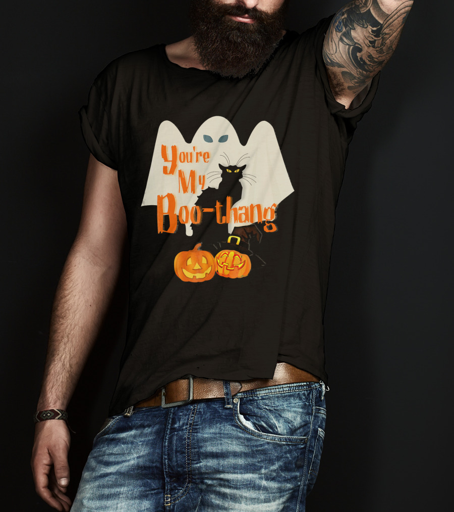 You're My Boo-Thang Halloween Ghost Black Cat Pumpkins T-Shirt