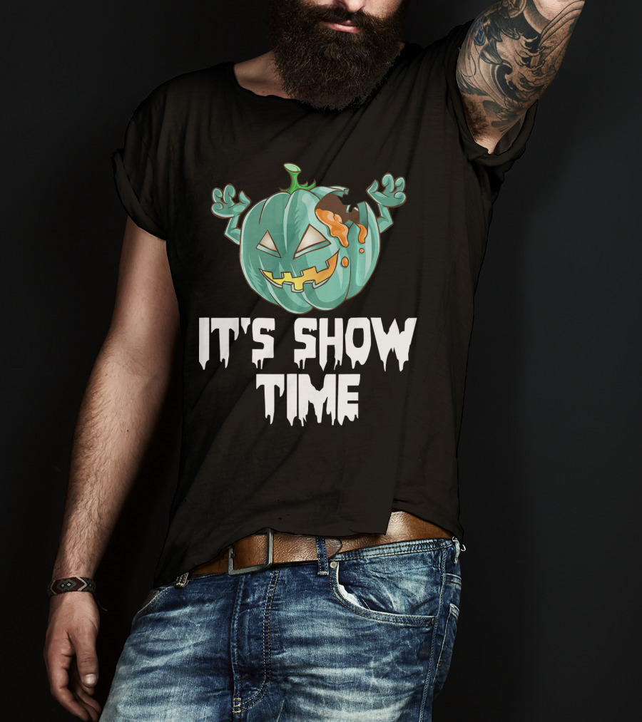 Zombie Pumpkin It's Show Time Halloween Fun T-Shirt