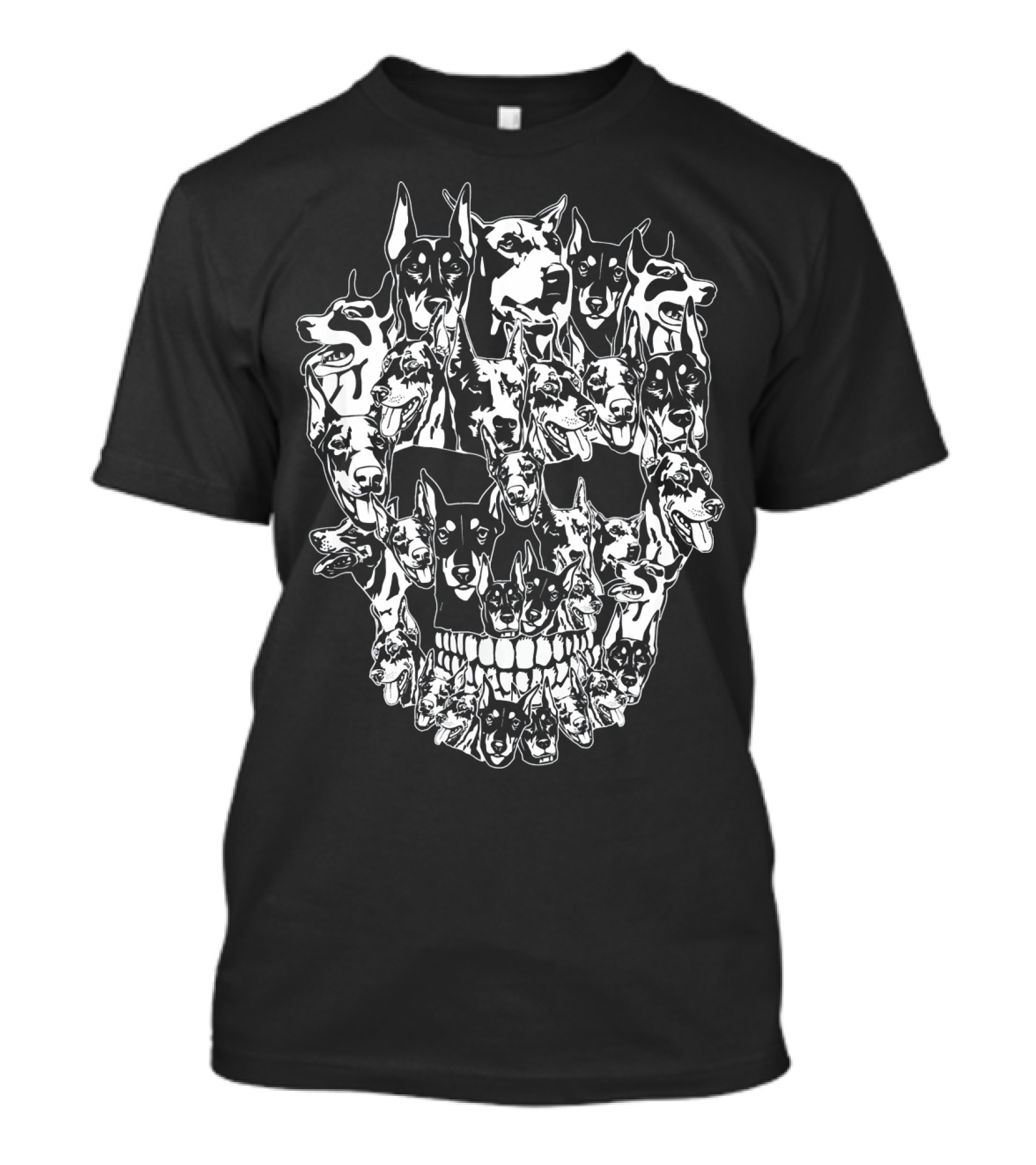 Doberman Dog Faces Forming Skull Design Best T-Shirt