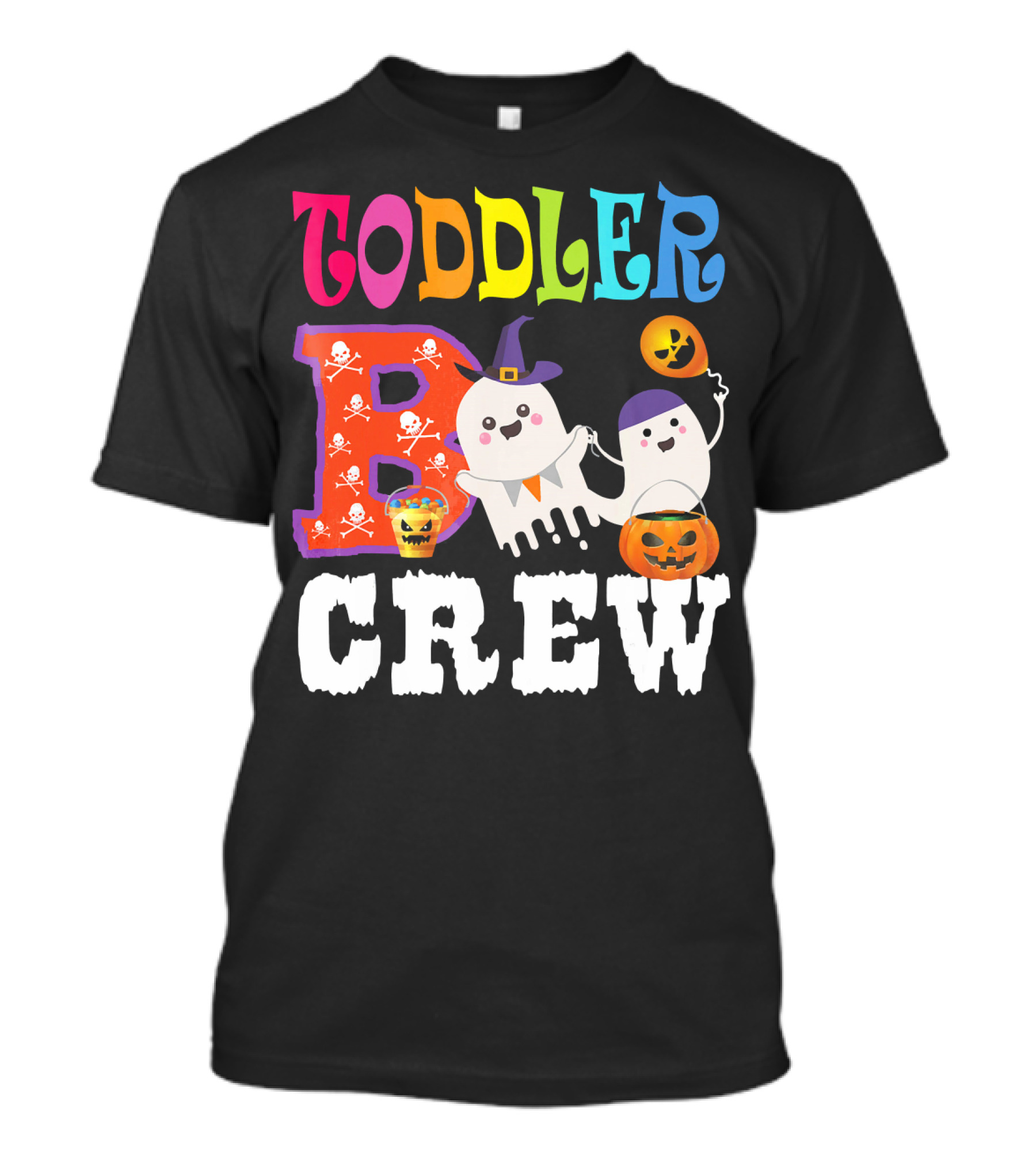 Toddler Boo Crew Halloween Ghosts And Skulls T-Shirt
