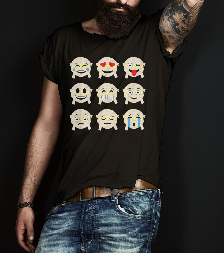 Mummy Emoji Funny Faces Emoticon Mummies Collection T-Shirt