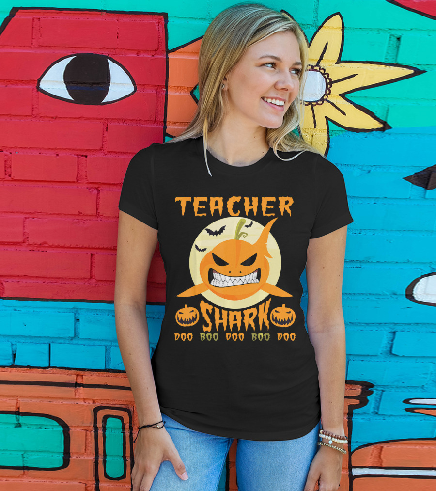 Teacher Shark Doo Doo Boo Boo Pumpkin Halloween T-Shirt