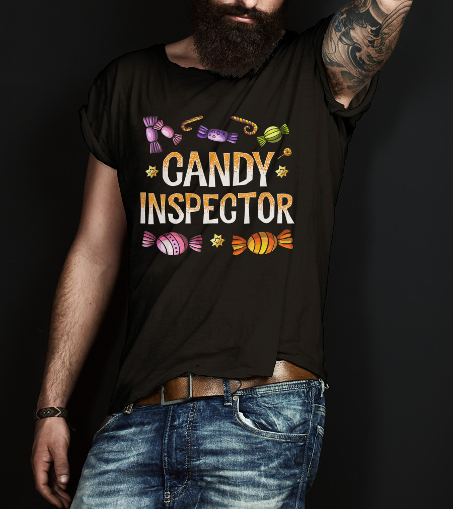 Candy Inspector Colorful Wrapped Sweets Fun Halloween T-Shirt
