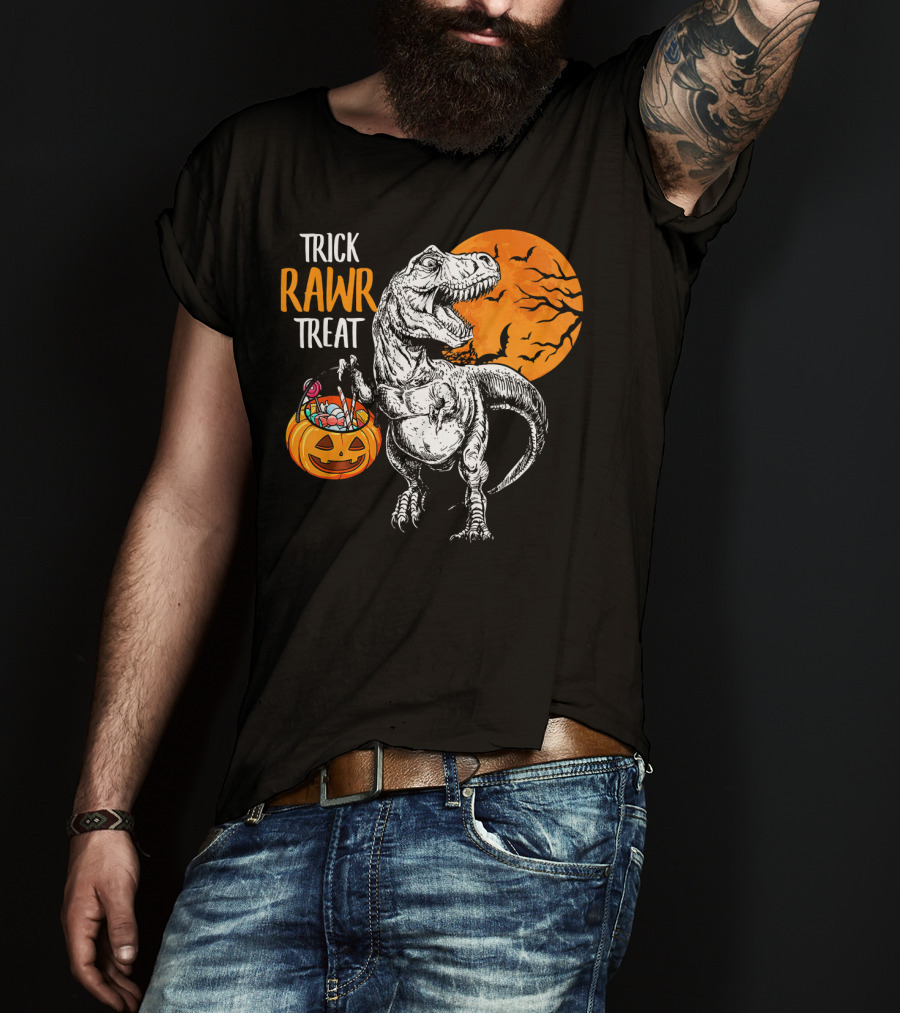 Trick Rawr Treat Dinosaur Rex Pumpkin Moon T-Shirt
