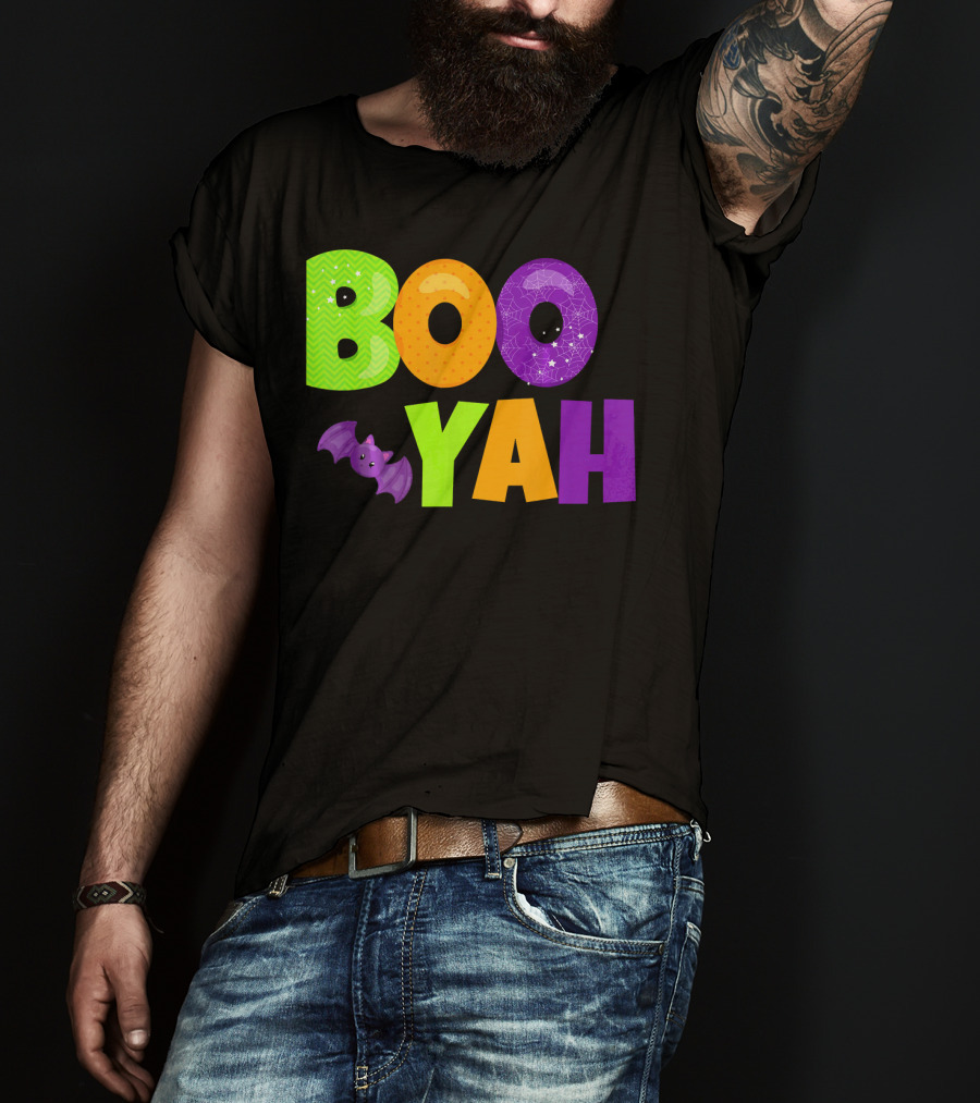 Boo Yah Halloween Bat Spooky Colors T-Shirt